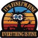 3 x It's Fine I'm Fine Everything is Fine 3D PVC Rubber Hook Loop Patches, Funny Fine Cat Kitten Humor DIY Patch, 2.95" x 2.95" Sized, Tactical Morale Badge Decal Patch