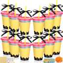 Jingmore 12 Set Teacher Appreciation Gift Card Holder Pencil Back to School Gifts Teacher Cups Bulk 16oz Reusable Plastic Cups with Lid Straw Thank You Cards First Day Gifts for Teachers