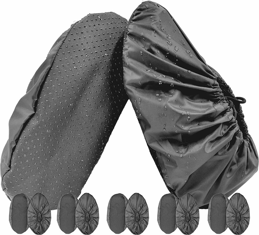 5 Pairs Waterproof Anti slip Washable Reusable Boots Cover Indoor Shoe covers (XL,Grey) (Extra Large)
