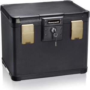 Honeywell Safes & Door Locks - Fireproof & Waterproof Filing Safe Box Chest for Home - Fits Letter, A4 Files - Strong ABS Plastic - Document Safety Box with Key Lock System - 0.60 Cubic Feet - 1106