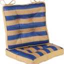 Klear Vu Raffia Patio Chair Water Resistant Seat and Seatback Cushions 2 Piece Set, 16" x 16", 2 Pack, Blue Stripe 2 Count