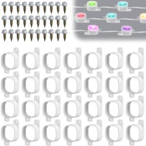 Beeveer 70 Set Light Clips Compatible with Govee Pro H706 H806 Mounting Clips with 140 Screws Compatible with Govee H706 H806 Pro Permanent Outdoor Lights Extension, Install Firmly (White)