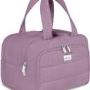 TOPDesign Travel Toiletry Bag for Women, Puffer Large Toiletry Bag, Lightweight Cosmetic Makeup Organizer with Handle for Traveling, Accessories, Essentials, Toiletries (Purple)