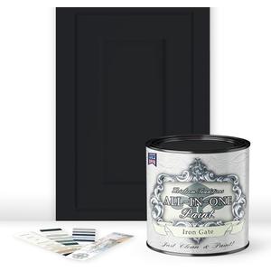 ALL-IN-ONE Paint by Heirloom Traditions, Iron Gate (Black), Quart - Durable cabinet and furniture paint. Built in primer and top coat, no sanding needed. Includes our 30 featured color card. (32 Fl Oz (Pack of 1))