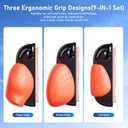 Lainergie 9-IN-1 Switch 2 Grip Case, Ergonomic Grip Hard Shell with Replaceable Grips [to fit All Hands Sizes], Dockable Handheld Shell Set for Nintendo Switch 2 2025, Neon Blue (L) + Neon Red (R)