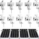 10PCS Solar Panel Mounting Brackets, Solar Panel Mount for 1-4PCS Thickness 1.4 Solar Panels, Solar Panel Brackets with 10x 6 Mini Rails 4X Water Drain Clips for Shingle,Slate,Metal and Tin Roof