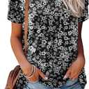 CRAZY GRID Womens Summer Special Design Short Sleeve Fashion Casual Lightweight Tee Tops (Medium, C Black White)