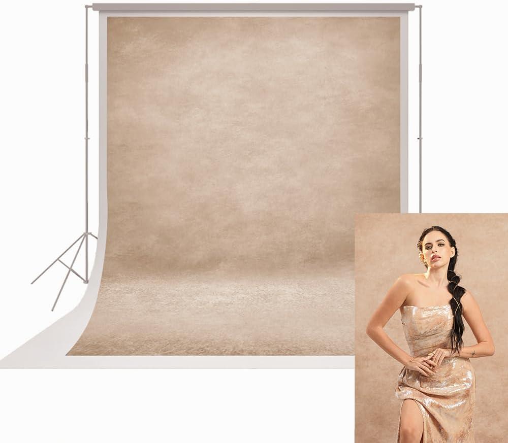 UrcTepics 6x8ft Beige Abstract Textured Professional Photography Backdrop Fabric for Studio, Portraits, Headshot, Event.
