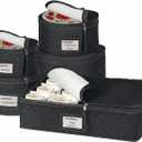2 x China Storage Containers 5-Piece Set Moving Boxes for Dinnerware, Glasses, Plates, Mugs and Saucers Sturdy Quilted Microfiber Dish Organizer with Dividers for Seasonal Storage - Holds Set of 12, Black