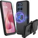 for Motorola Moto G 5G 2026 Case, Moto G Play 5G 2026 Heavy Duty case, [Glass Screen Protector] [Military Grade Protective ] [Shockproof] [Dropproof] [Dust-Proof] (with Belt Clip,MAG- Black)