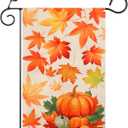 3 x Thanksgiving Garden Flag, 12x18 Inch Double Sided Thanksgiving Garden Flags for Outside Burlap Maple Leaves Pumpkin Yard Flag Porch House Banner for Harvest Autumn Holiday Outdoor Porch Lawn Decor