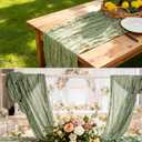 6 Pack Sage Green Cheesecloth Table Runner, 120 Inch Spring Boho Gauze Table Runners, Rustic Sheer Cheese Cloth Table Runners for Wedding, Baby Shower, Birthday Party, Home Decor