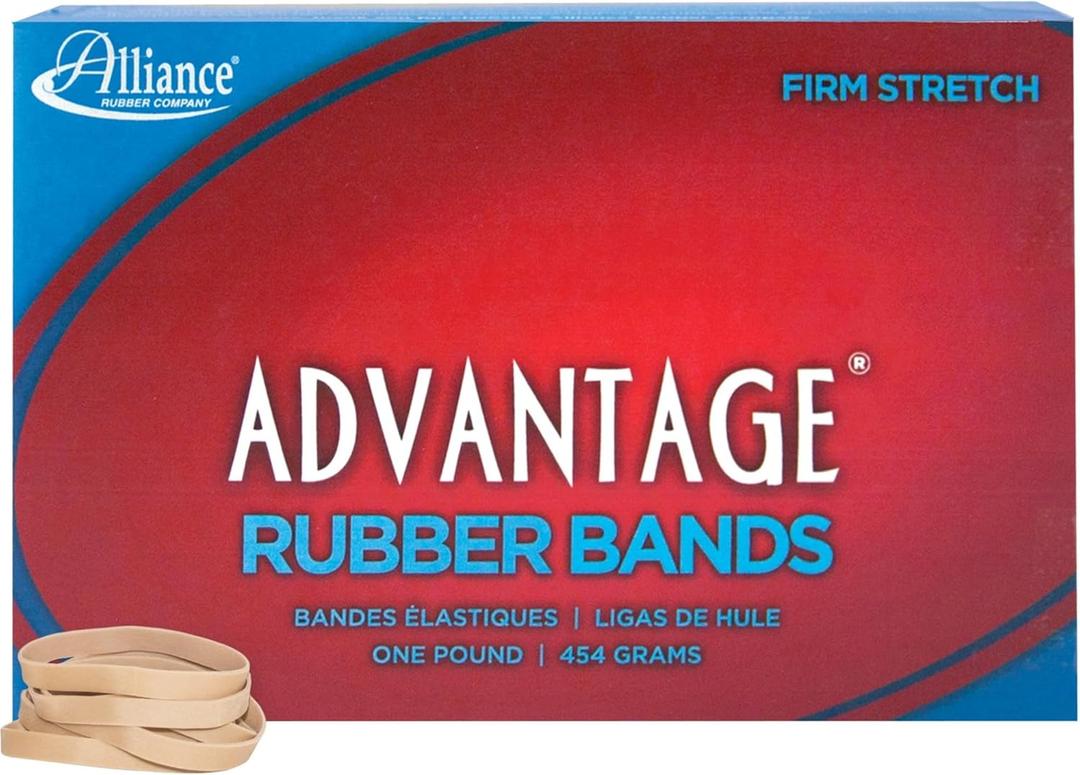 Alliance Rubber 26625 Advantage Rubber Bands Size #62, 1 lb Box Contains Approx. 450 Bands (2 1/2" x 1/4", Natural Crepe),Beige