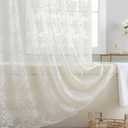 Extra Long Shower Curtain 84 Length - Rustic Floral Lace Beige Shower Curtain for Bathroom, Scalloped Edges Natural 84 Inch Bathroom Curtain with Attached Valance, 72 x 84 Inch, Light Beige (Ivory)