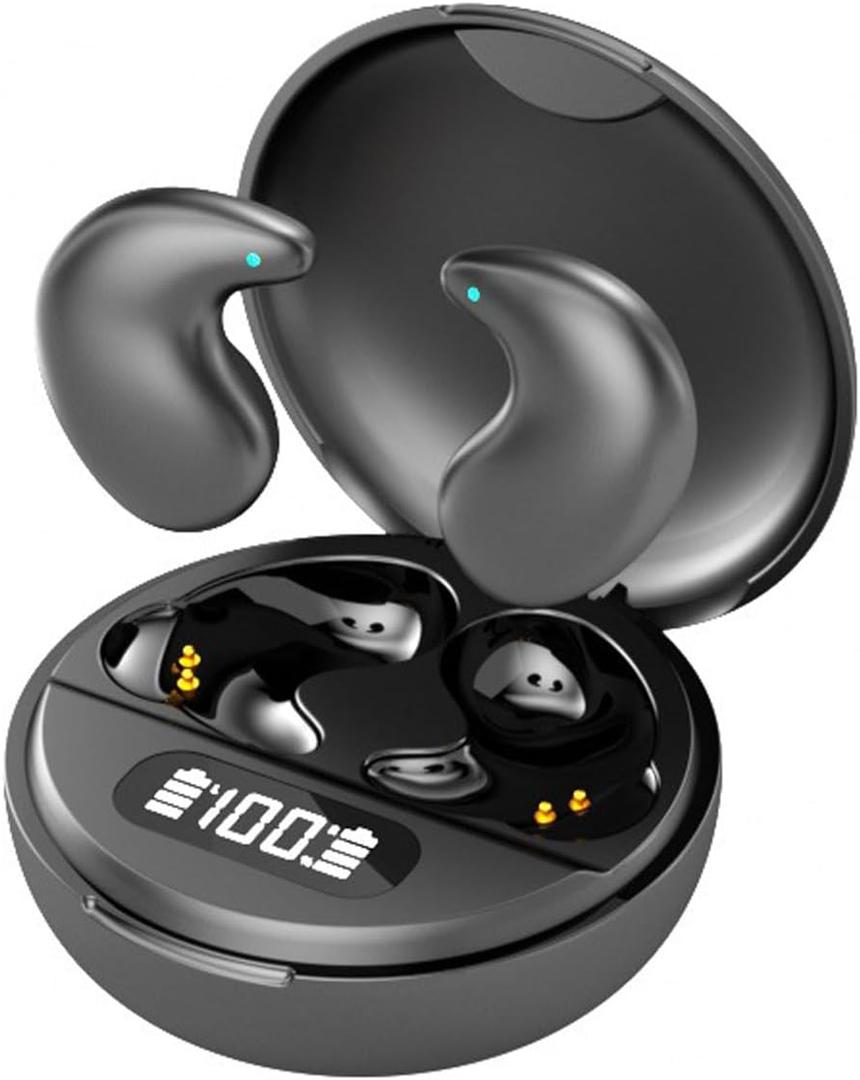 Wireless Sleep Earbuds, Comfortable Invisible Mini Sleeping Headphones for Side Sleepers, Noise Cancelling IPX4 Waterproof Bluetooth 5.3 Earphones for Sleeping Running Workouts (Black)