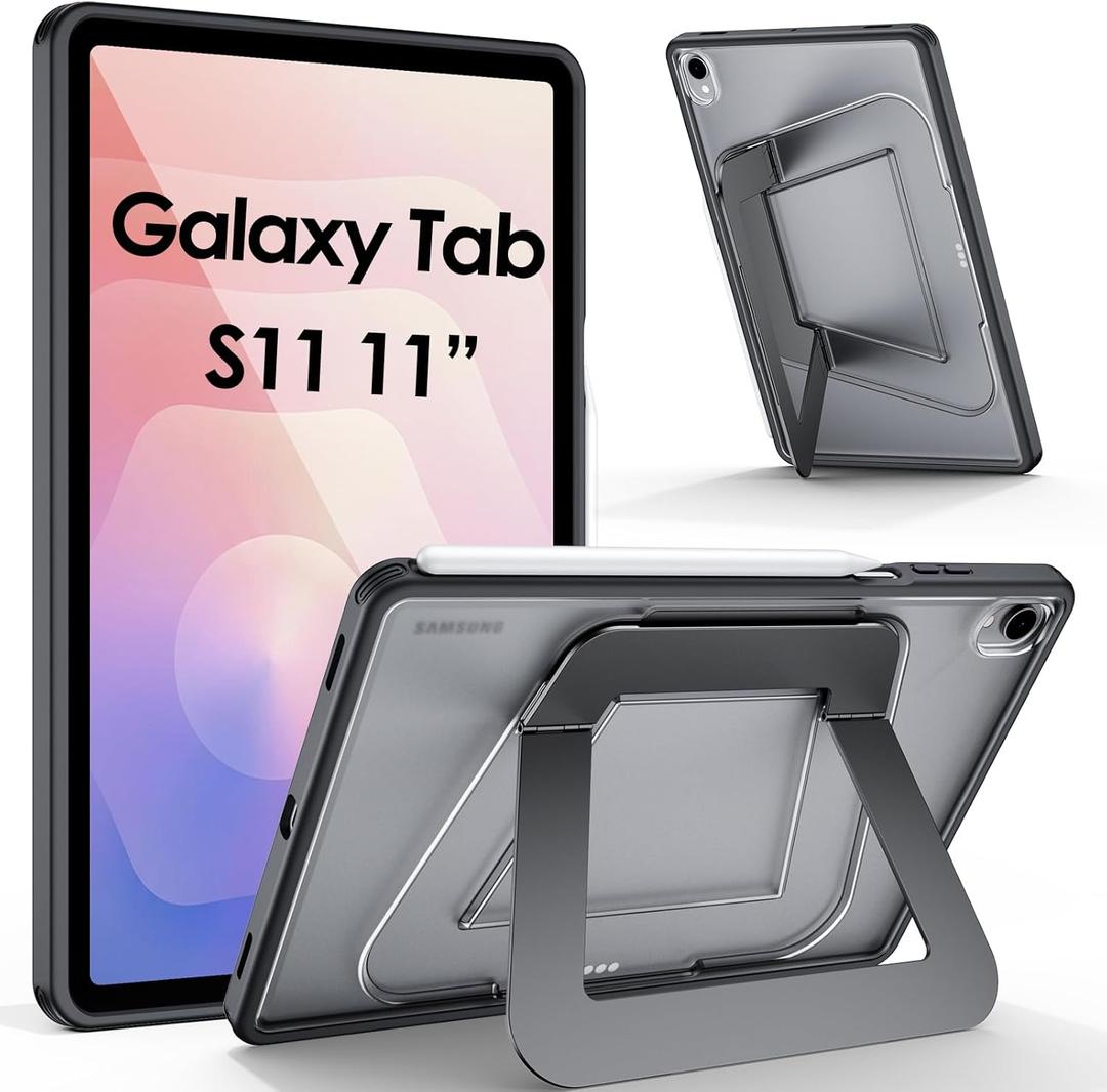 JUQITECH Kickstand Case for Samsung Galaxy Tab S11 5G 11 Inch 2025, Ultra-Stable Dual Stand, Anti-Bending Multi-Angle Slim Lightweight Thin Hard Back Soft Edge Handle Protective Cover SM-X730 X736B