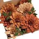 Ling's moment Burnt Orange Dahlia Foam Artificial Flowers Real Touch Faux Fake Flower for Home Decor Graduation Baby Shower Decorations Outdoors Party Favors Wedding Centerpieces Arrangements 7pcs