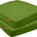 Pcinfuns Outdoor Chair Cushions Set of 2,Thick 19" x 19" x 3" Cushion for Patio Furniture,Round Corner Patio Chair Pads with Ties, Memory Foam Outdoor Seat Cushions,Grass Green (19x19x3 Inch (Pack of 2))