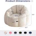 MAXYOYO Bean Bag Chair for Adults, Oversized Pumpkin-Shaped Boneless Chair | Oversized Bean Bag Chair Comfy and Lazy Boneless Chair for Dorm, Living Room, Bedroom, Beige