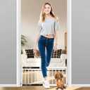White Metal Dog Gate for Small Dogs - 13.3" Short Freestanding Puppy Gate with Retractable Sliding Rail, No Installation, Indoor/Outdoor Use, Foldable & Portable Pet Barrier