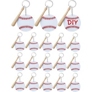 Taiyin 18 Sets Baseball Softball Acrylic Keychain Bulk DIY Ball Bag Tag Sports Party Favors Mini Ball Charms for Team Gifts(White,Baseball)