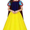 Snow Princess White Costume Women Puff Sleeves Fairytale Dress with Cape Halloween Role Cosplay Outfits for Adult (Medium, Classic Style)