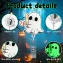 2 x Geyoga 4 Pcs Halloween Badge Reel Glitter Sport Ghost Glow in The Dark Retractable ID Badge Holder with Alligator Clip Horror Spooky Name Tag Holder Gifts for Sports Lovers Nurse Medical Teacher