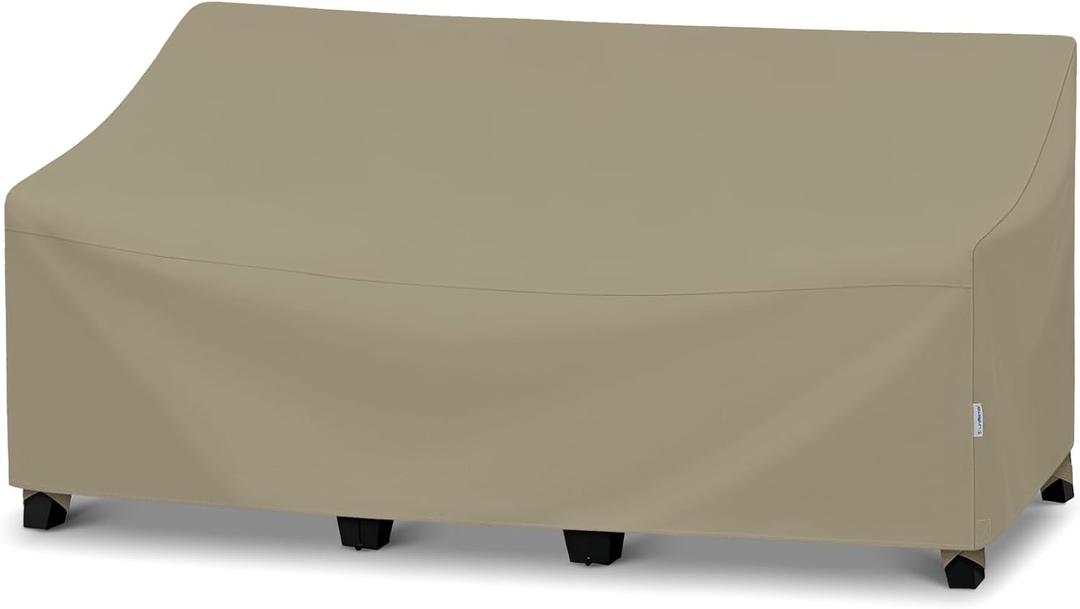 SunPatio Outdoor Sofa Cover Waterproof, Heavy Duty Couch Cover 93.5 Inch with Seam Taped, All Weather Protection 3-Seater Patio Bench Protector for Outdoor Furniture, 93.5" W x 45" D x 39" H, Taupe