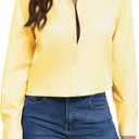 Wrinkle Free Womens Button Down Shirts for Women Long Sleeve Stretch Business Office Formal Work Blouses Tops (Yellow, S)