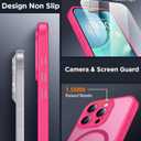 SPIDERCASE for iPhone 15 Pro Max Case, Magnetic Translucent Matte Case with 2PCS Tempered Glass Screen Protector Slim Phone Case for iPhone 15 Pro Max 6.7'', Hot Pink