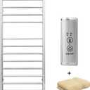 KEG Towel Warmer Wall Mounted with Built-in Timer 12 Bars Electric Stainless Steel Heated Towel Racks for Bathroom, Hot Plug-in Bath Towel Heater Brushed Nickel