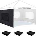Jorohiker Sidewall with Window for 10x10 Pop Up Canopy,3 Pack Sunwalls fit 10' Outdoor Canopies with Straight Leg,3 Pack (10 x 10, Black)