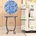 Patio Side Tables, 14"" Indoor Outdoor Metal Side Table for Poolside Bistro Balcony Yard Porch Bedside, Weather Resistant Metal Accent Table for Indoor Outdoor Use, Easy Assembly (Blue)