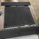 Curved Velvet Upholstered Headboard with Chrome Nailhead Trim, Black Full