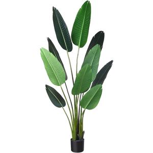 Fopamtri Artificial Bird of Paradise Plant Fake Tropical Palm Tree for Indoor Outdoor, Perfect Faux Plants for Home Garden Office Store Decoration, 5 Feet-1 Pack