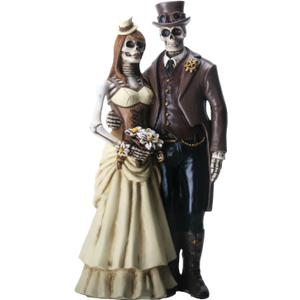 YTC 8 Inch Steampunk Skeleton Wedding Couple Statue Figurine, Brown YTC 8 Inch Steampunk Skeleton Wedding Couple Statue Figurine, Brown