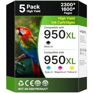 950XL and 951XL Ink Cartridges Combo Pack 5-Pack Replacement for HP 950XL 951XL Ink Cartridges for HP Printers Officejet Pro 8600 8610 8620 8100 8630 76DW 251DW, 2 Black,Cyan,Magenta,Yellow | C2P01FN