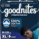 Goodnites Boys' Nighttime Bedwetting Underwear, Size Extra Large (95-120 lbs), 9 Ct