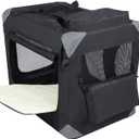 EliteField 3-Door Folding Soft Dog Crate with Carrying Bag and Fleece Bed , Indoor & Outdoor Pet Home (24" L x 18" W x 21" H, Black)