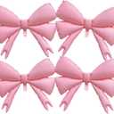 4pcs Pastel pink bow balloons,conquett bow shape foil balloons for girl birthday decoration,babyshower party,engagement party decor