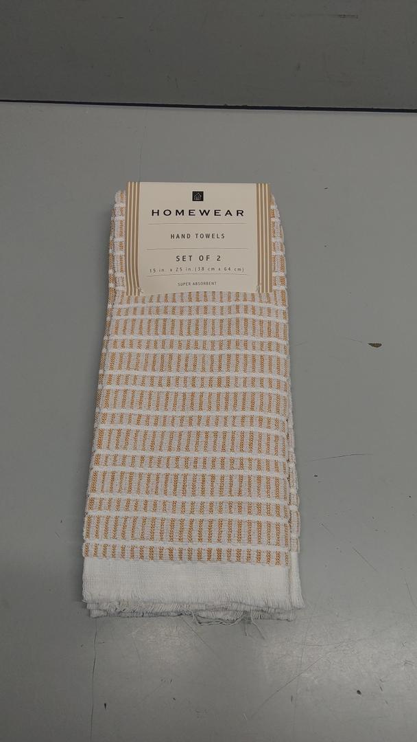 Hand Towels for Bathroom Set of 2 25x15 in White and Blush Striped Towels, Soft and Absorbent Decorative Bath Towels