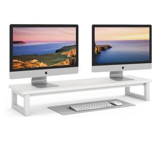 YAOHUOO Dual Monitor Stand Riser, 39Inch Large Monitor Stands for 2 Monitors, Computer Monitor Stand, Wooden Desktop Oraganizer Shelf for Office Desk Computer,Laptop,TV