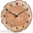 Rustic Wall Clock Silent 12 Inch Battery Operated Wooden Home Decor for Bathroom Kitchen Bedroom Living Room,Annual Ring