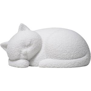 White Resin Cat Urns for Ashes, Sleeping Matte White Pet Urns for Cats, Fur-Like Texture Urn for Cat Ashes, Secure Threaded Closure, Holds Cats Up to 7kg, 6.69 x 4.96 x 3.15 Inches