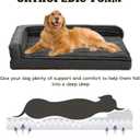WINDRACING Orthopedic Dog Beds for Large Dogs 40x28 inch, L Shape Waterproof Dog Bed with Bolster Sides, Washable Big Pet Bed with Removable Cover & Non-Slip Bottom, Gray