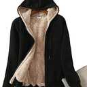 Yeokou Women's Casual Full Zip Up Sherpa Lined Hoodie Sweatshirt Jacket Coat, 2XL