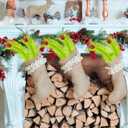 2 x 8 Pcs Lime Green Curly Tree Picks with Red Ball Christmas Tree Topper Ornaments 18.5" Faux Pampas Grass Decor Christmas Artificial Green Stems for Xmas Wreath Craft Decorations (8)