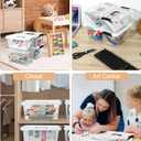 EOENVIVS Plastic Storage Bins with Lids 6 Pack Storage Organizer, 7 Quart Stackable Storage Boxes with Buckle Lids and Handle easy for Home Office Pantry Organization, Clear