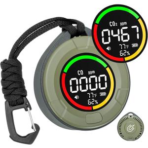 Portable CO  CO2 Detectors for Travel, Mini 4-in-1 Carbon Monoxide and Carbon Dioxide Detector Monitor with Magnetic Suction, RV CO CO2 Alarm Temp/Humidity Sensor, 120-140HR Standby