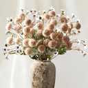 ASTRYAS 10Pcs Beige Artificial Flowers +Small Flowers Fake Mums Floral Stem, Silk Mini Faux Kiku Flower Bulk Pom Pom Chrysanthemum Floral Arrangements for Vase Home Wedding Modern Farmhouse Decor